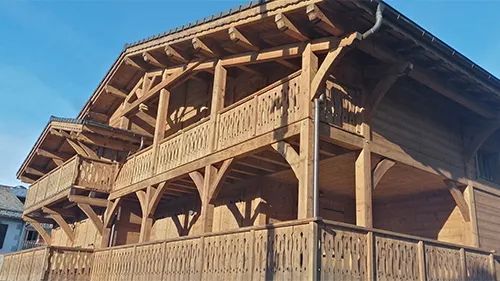 Miniature de Chalet sablé traité avec Pullex Silverwood mélange Fichte Hell Geflämmt et Incolore. (Bois, extérieur)